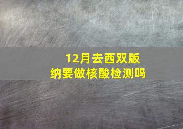 12月去西双版纳要做核酸检测吗