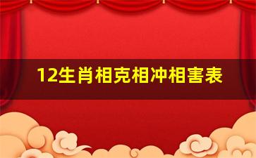 12生肖相克相冲相害表