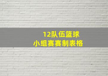 12队伍篮球小组赛赛制表格