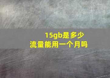 15gb是多少流量能用一个月吗