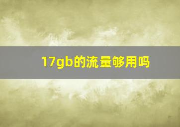 17gb的流量够用吗