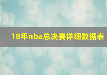 18年nba总决赛详细数据表