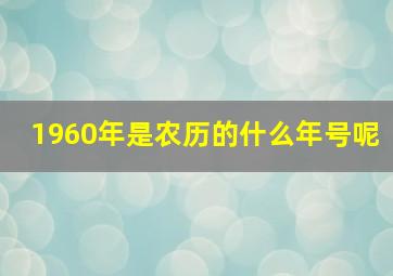 1960年是农历的什么年号呢