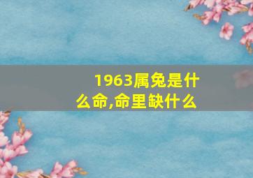 1963属兔是什么命,命里缺什么