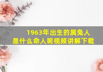 1963年出生的属兔人是什么命人呢视频讲解下载