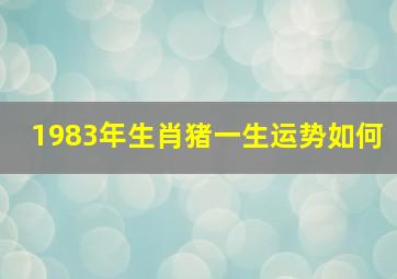 1983年生肖猪一生运势如何