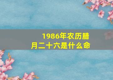 1986年农历腊月二十六是什么命