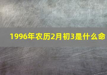 1996年农历2月初3是什么命