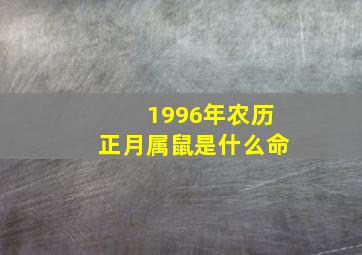 1996年农历正月属鼠是什么命