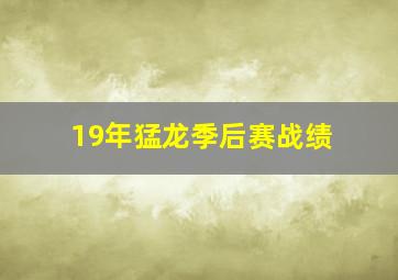 19年猛龙季后赛战绩