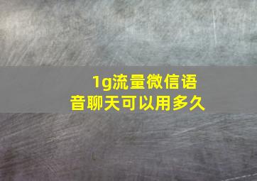 1g流量微信语音聊天可以用多久