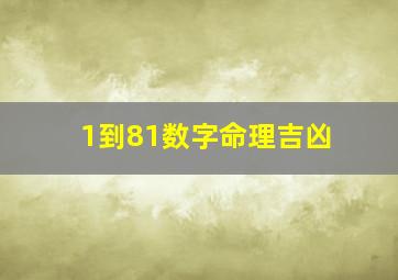 1到81数字命理吉凶