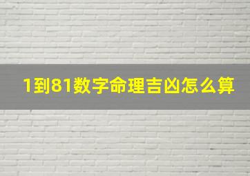 1到81数字命理吉凶怎么算