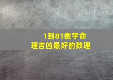 1到81数字命理吉凶最好的数理