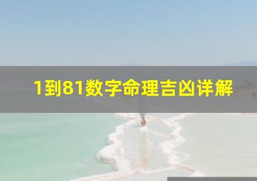 1到81数字命理吉凶详解