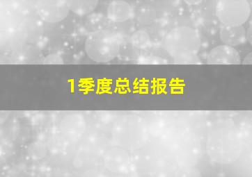 1季度总结报告