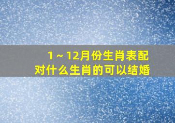 1～12月份生肖表配对什么生肖的可以结婚