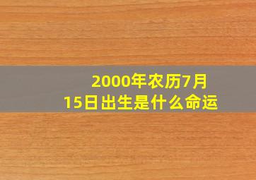 2000年农历7月15日出生是什么命运