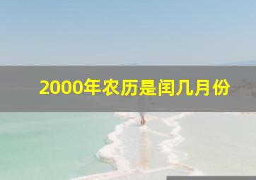 2000年农历是闰几月份