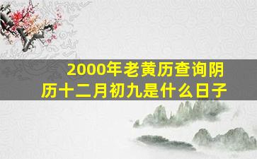 2000年老黄历查询阴历十二月初九是什么日子