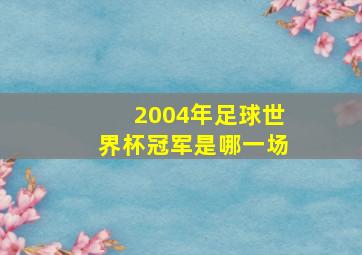 2004年足球世界杯冠军是哪一场