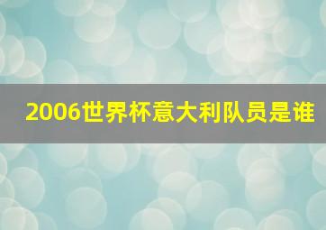 2006世界杯意大利队员是谁