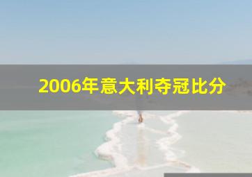 2006年意大利夺冠比分