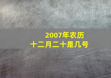 2007年农历十二月二十是几号