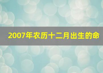 2007年农历十二月出生的命