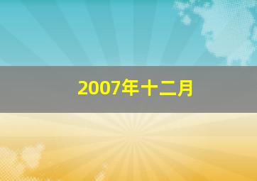 2007年十二月