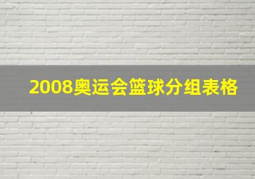 2008奥运会篮球分组表格