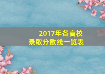 2017年各高校录取分数线一览表