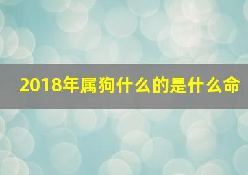 2018年属狗什么的是什么命