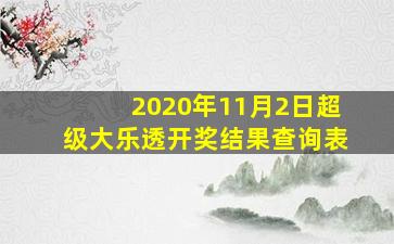 2020年11月2日超级大乐透开奖结果查询表