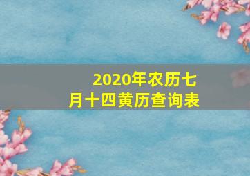 2020年农历七月十四黄历查询表