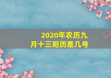 2020年农历九月十三阳历是几号