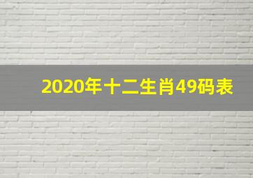 2020年十二生肖49码表