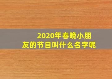 2020年春晚小朋友的节目叫什么名字呢