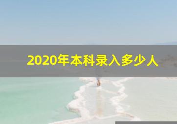 2020年本科录入多少人