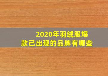 2020年羽绒服爆款已出现的品牌有哪些