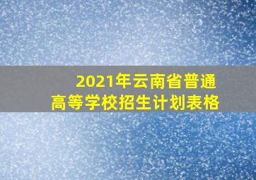 2021年云南省普通高等学校招生计划表格