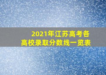 2021年江苏高考各高校录取分数线一览表