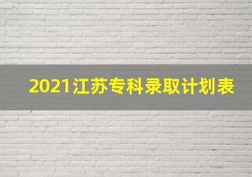 2021江苏专科录取计划表