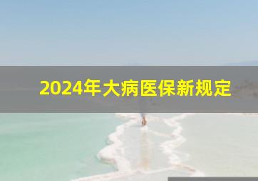 2024年大病医保新规定