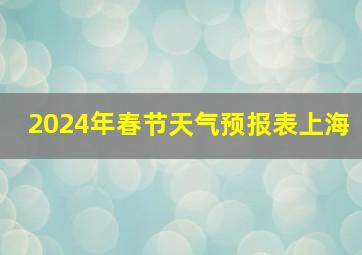 2024年春节天气预报表上海