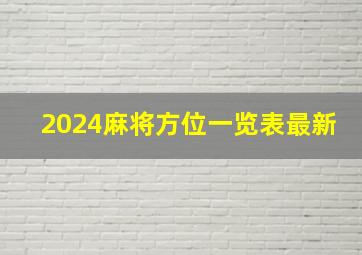 2024麻将方位一览表最新