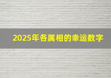 2025年各属相的幸运数字