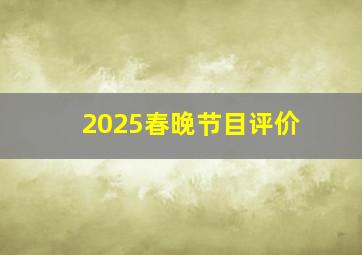 2025春晚节目评价