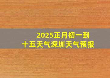 2025正月初一到十五天气深圳天气预报