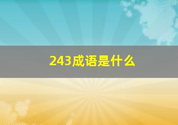 243成语是什么